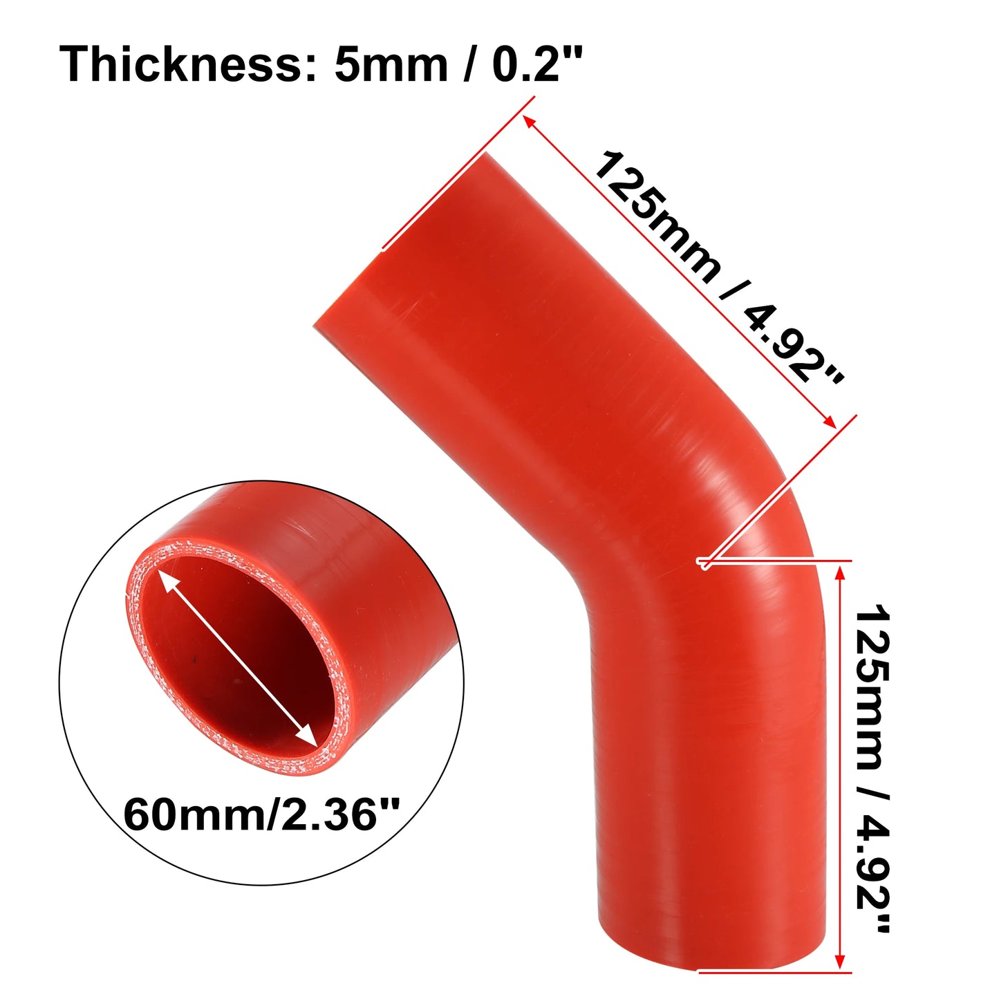 UXCELL 51mm 57mm 63mm 76mm ID 45 Degree Silicone Car Reducer Hose Coupler Intercooler Tube Pipe 3 Colors 125mm Length