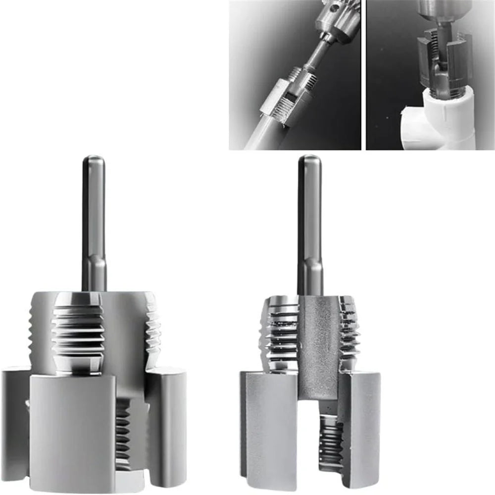 2-Piece PVC Pipe Threading Tool — Internal and External Thread Cutter for Electric Drill