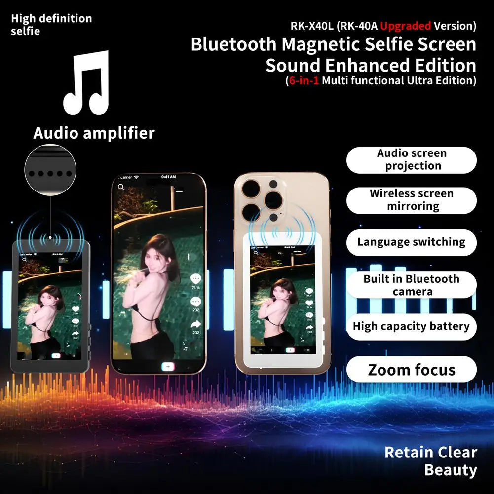 Magnetic Cell Phone Vlog Self Timer Monitor Screen Using Rear Camera Monitor For Live Streaming Creating Content Self-Timer