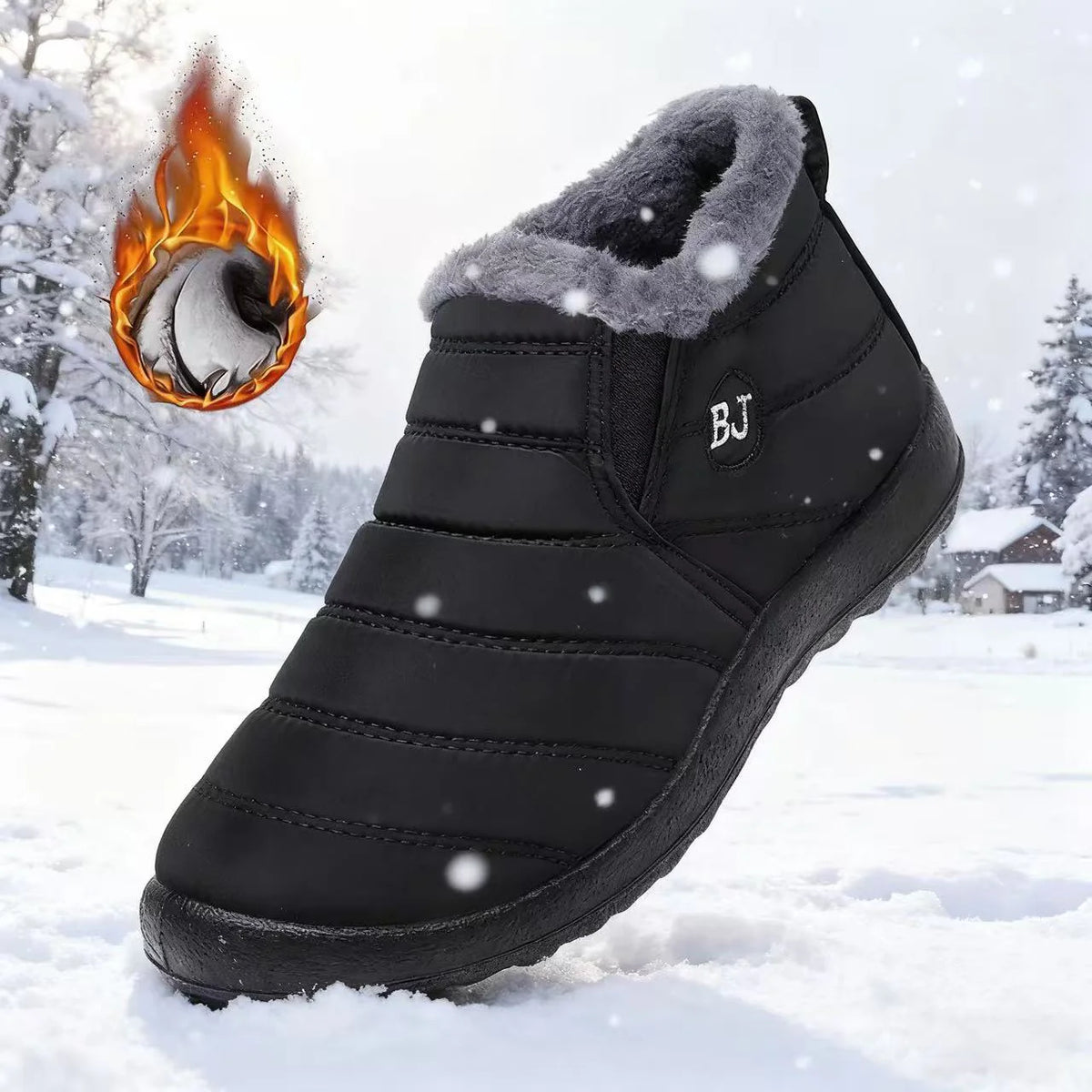 Unisex Round Toe Snow Boots - Thick Sole Insulated Winter Boots
