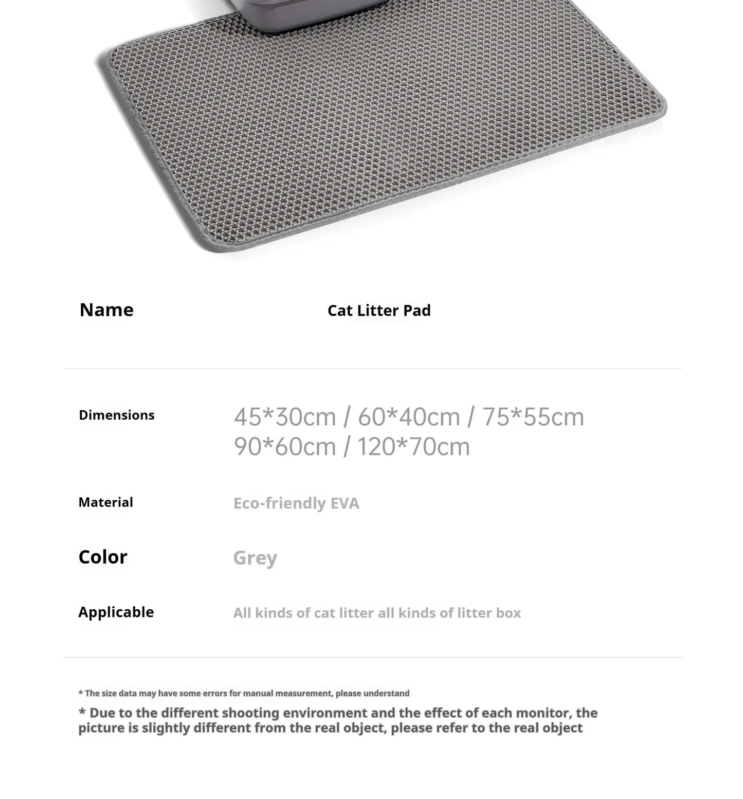 Double-layer large cat litter mat, an anti-splash mat for cat litter boxes, a filtering mat and sand leakage mat, a cat product