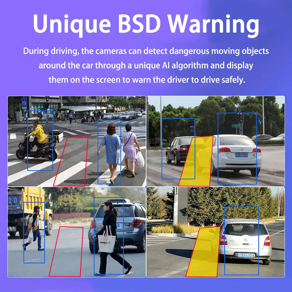 7 inch Truck DVR System BSD Sound and Light Alarm 2CH 1080P Night Camera Touch Screen MP5 BT AHD Monitor 24H Parking Recorder