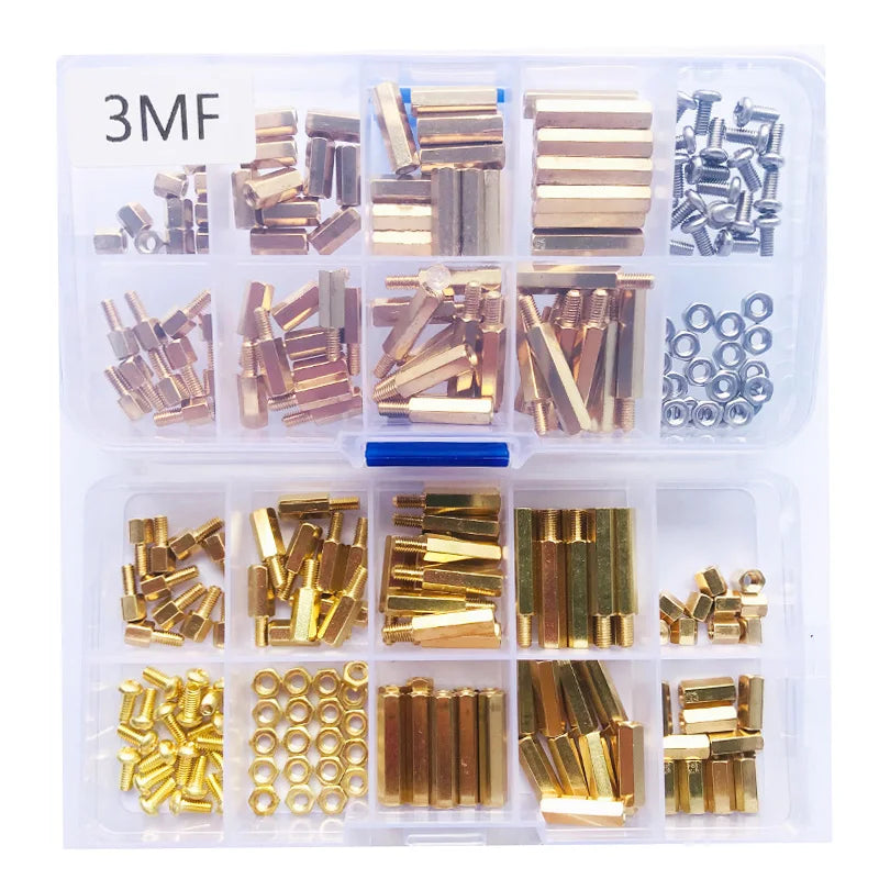 M3 Hex Brass Standoff with Brass Screw Nut Kit PCB Motherboard Standoff Spacer Screw Nut Thread Pillar Mount Male Female Spacer