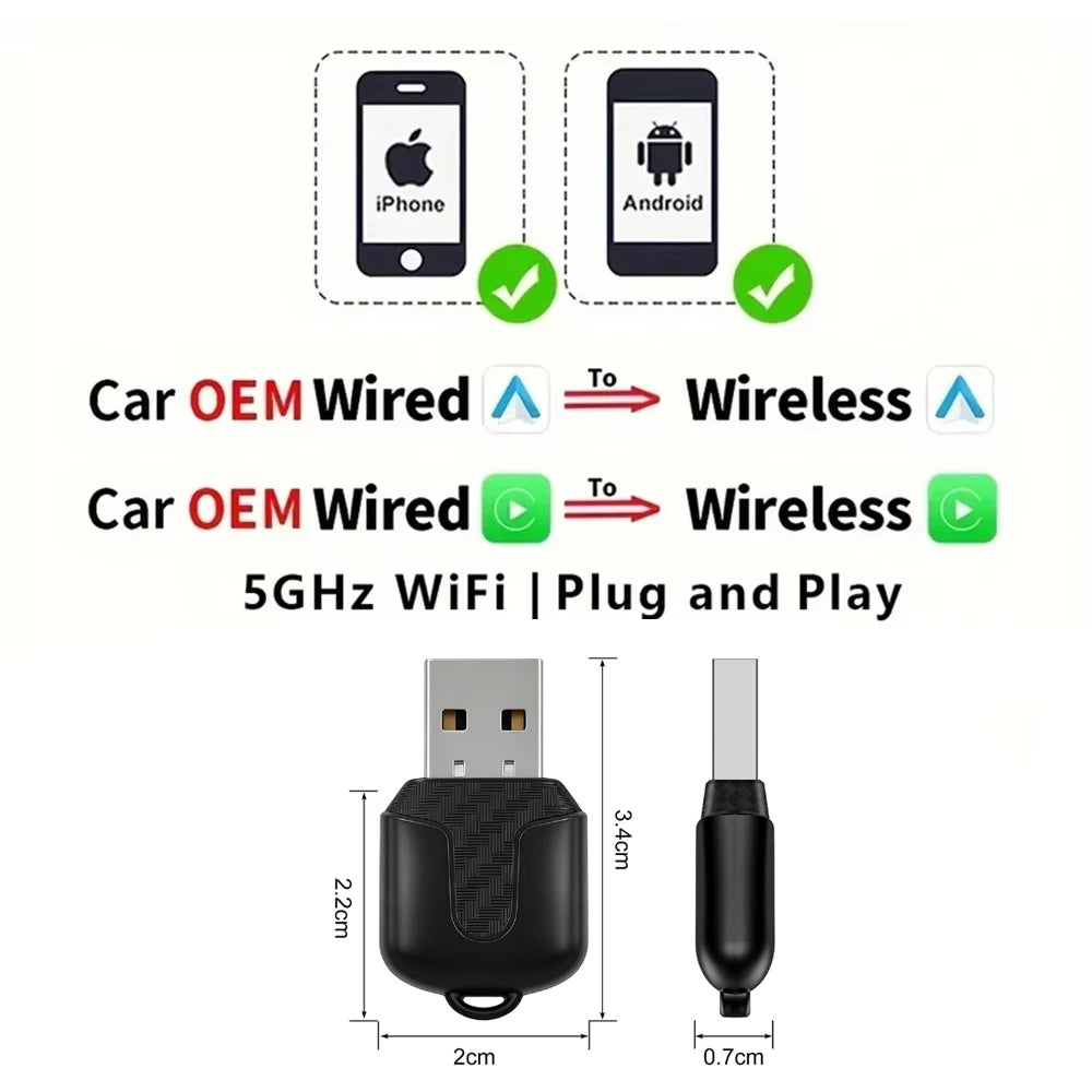 Wireless CarPlay & Android Auto Adapter (5GHz WiFi)