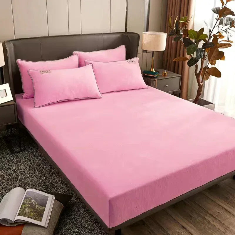Plush Coral Fleece Fitted Sheet, Warm Winter Mattress Cover