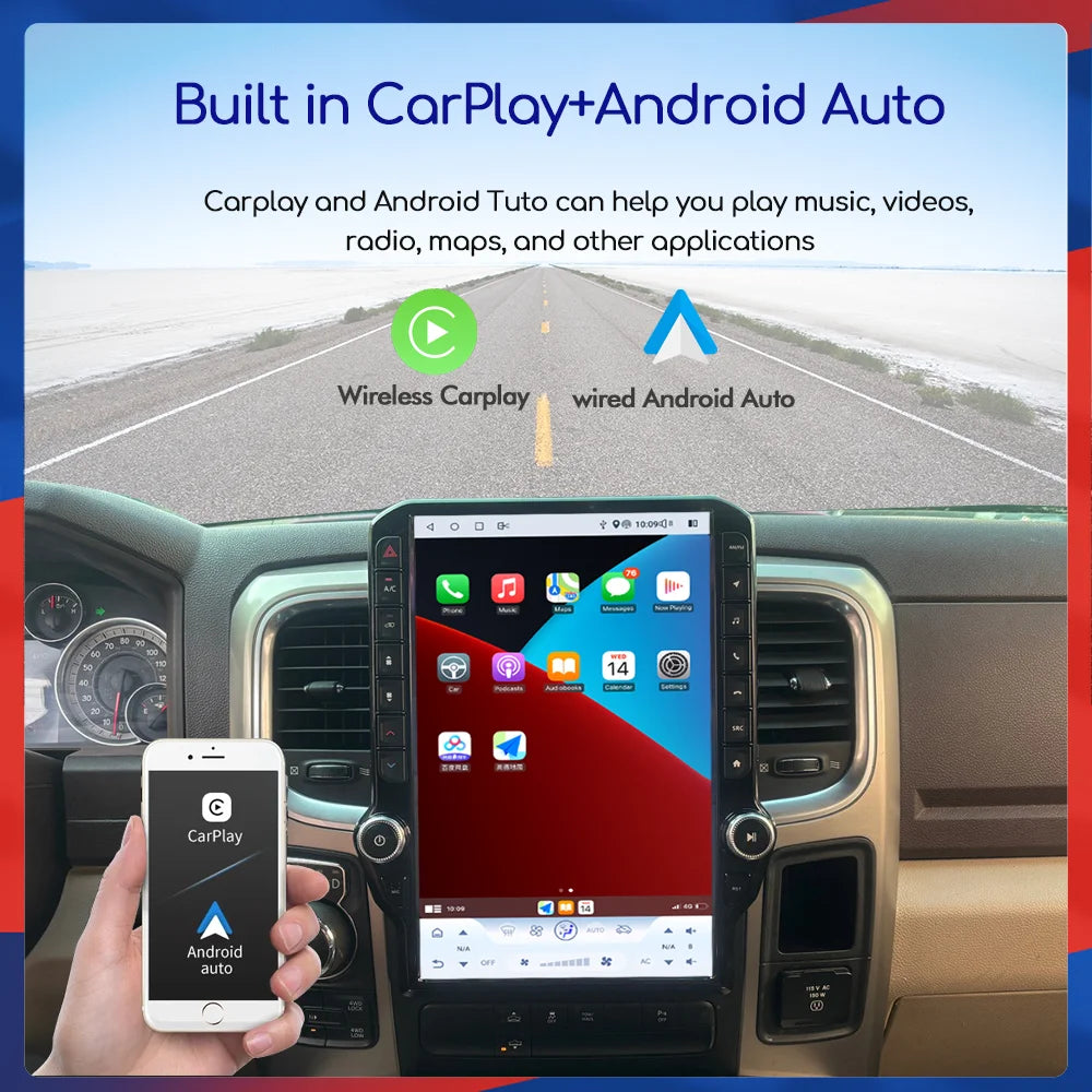 14.5" Android 13 Multimedia GPS Radio — Dodge RAM 1500 Pickup (2013-2018)