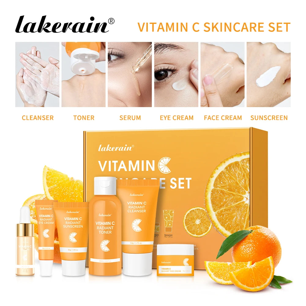 Vitamin C Skincare Set — 6pcs Brightening Dark-Spot Kit