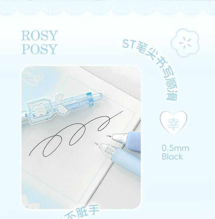 4pcs Good Luck Gel Pens Set Sweety Japanese Style 0.5mm Ballpoint Black Ink for Writing Student Back to School Kids Gift A3142