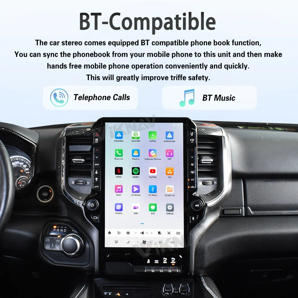 Android 14 Tesla-Style Touchscreen Head Unit for Dodge Ram 1500 (2019-2024)