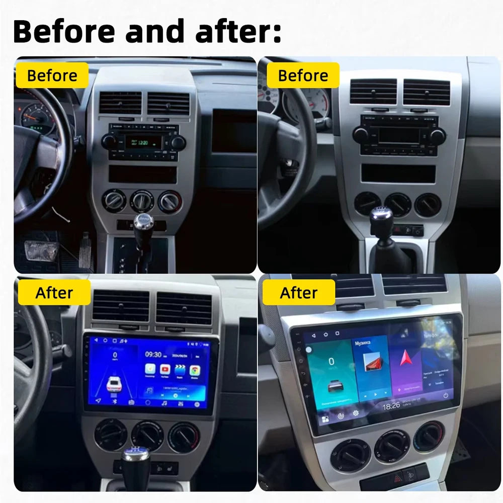 Car Stereo with Apple CarPlay & Android Auto, Compatible with Dodge Caliber & Jeep Compass MK