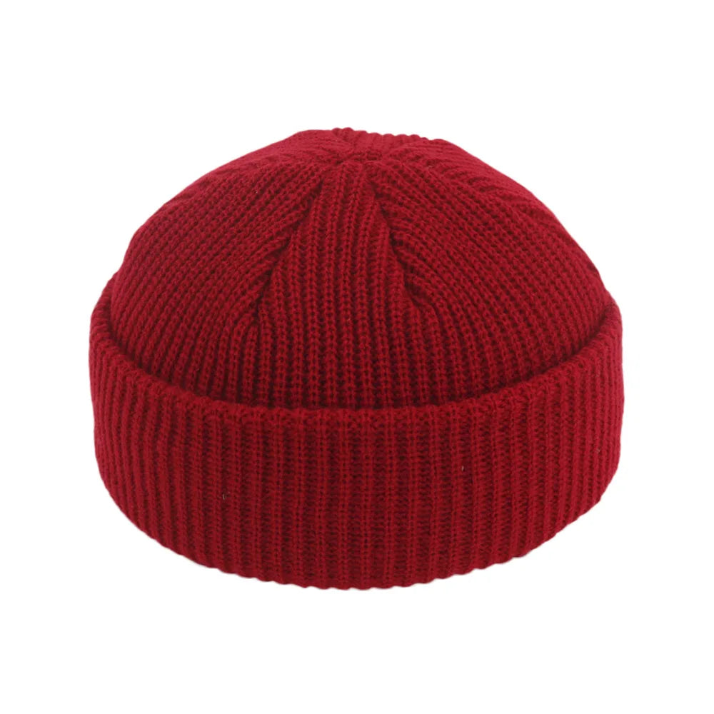 Retro Sailor Knit Beanie - Short Roll-Up Cuff Skull Cap, Unisex - photo 11