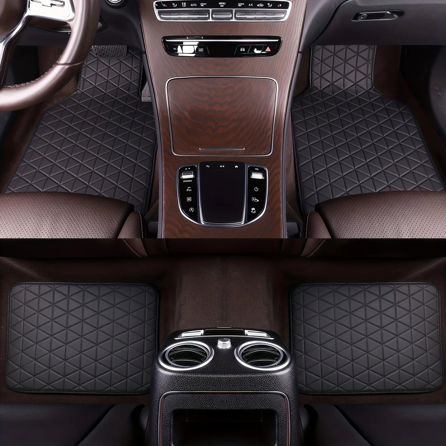 4-piece waterproof PU leather car floor mat - durable and fashionable, all-weather protection, easy to clean, enhances interior