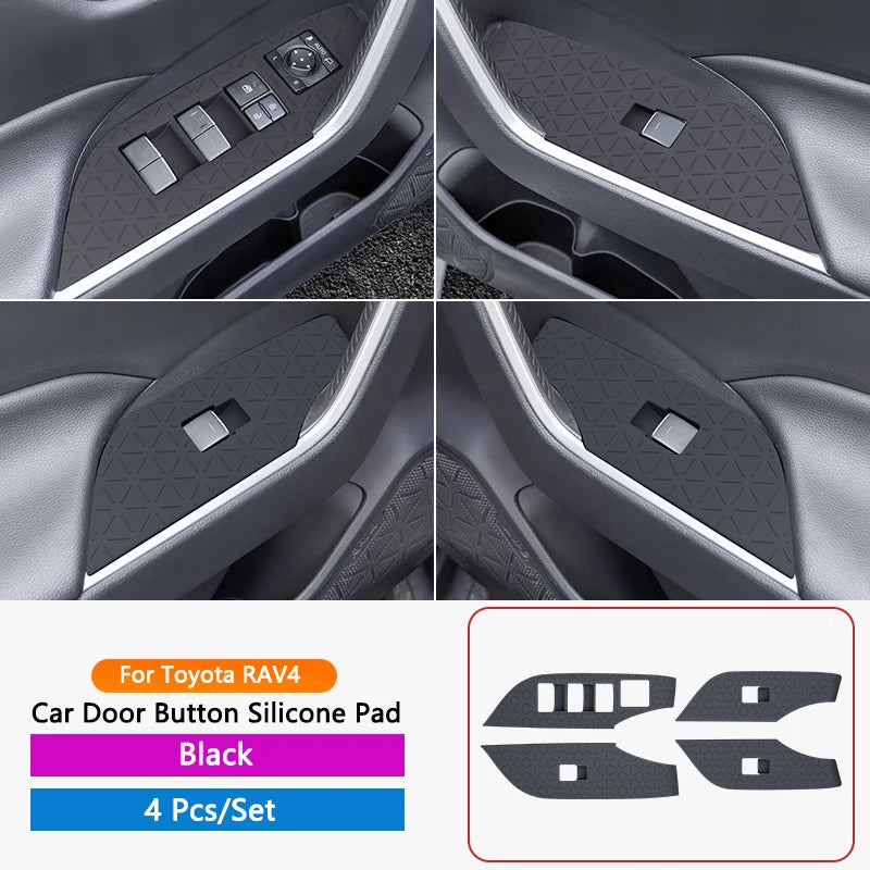 Car Window Lift Button Panel Silicone Mat Protect Anti-slip Door Button Panel Pad Fit For Toyota RAV4 20-25 Interior Accessories