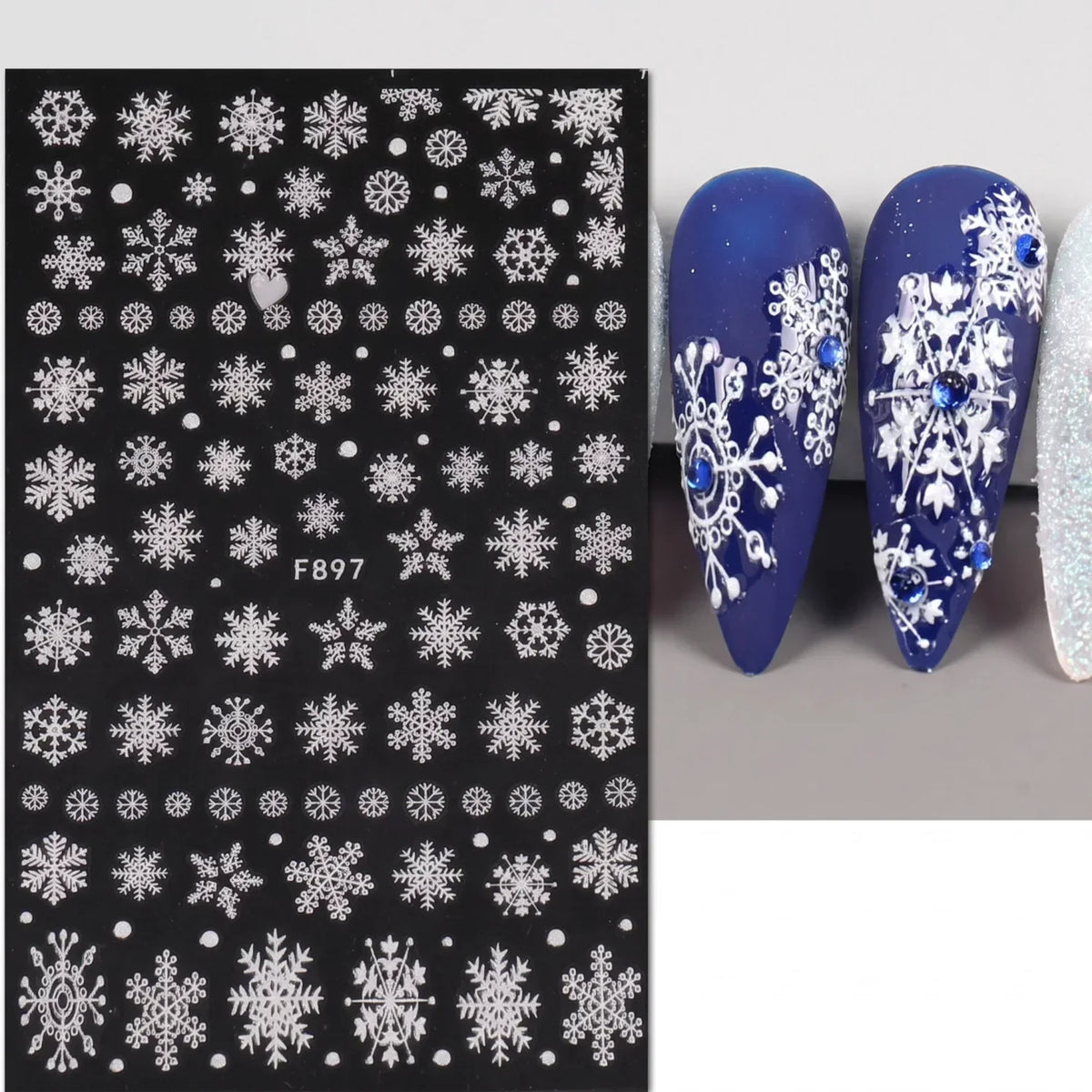 New Winter Snowflake Nail Stickers, White Snow Christmas New Year Self-Adhesive Nail Decals, DIY Nail Art Decor