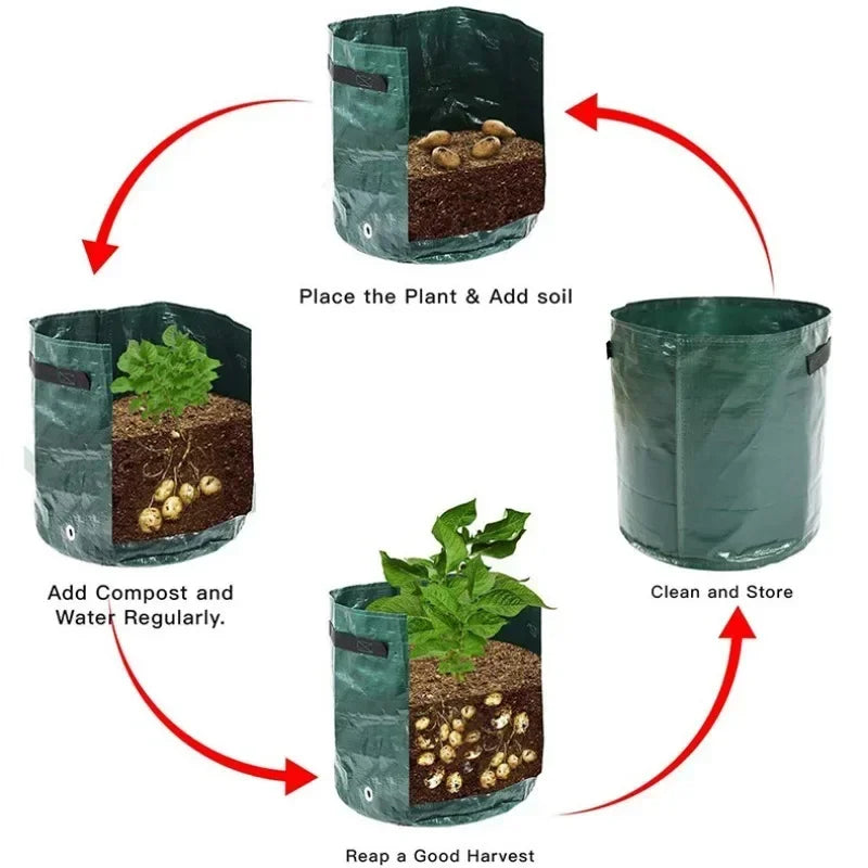 Garden Plant Grow Bags — Breathable PE Potato & Veg Planters