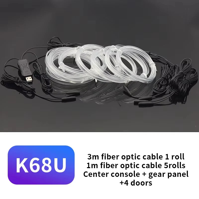 RGB Fiber Optic Car Ambient Light Strip with Music Sync (2-5m)