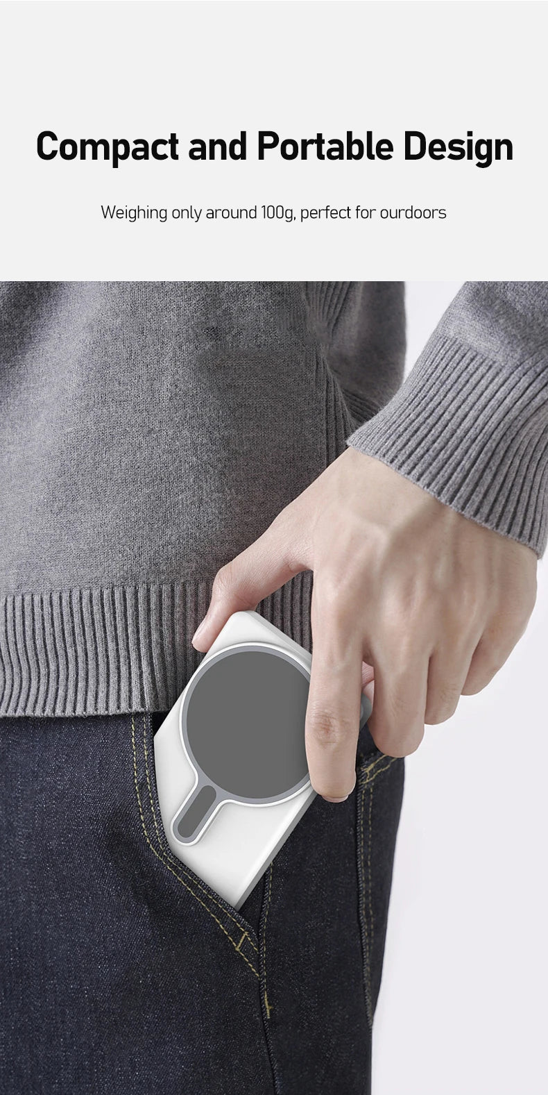 Smartphone Rear Camera Selfie Display Screen Wireless Wi-Fi Mirroring Magnetic Attachment for iOS Android Harmony OS