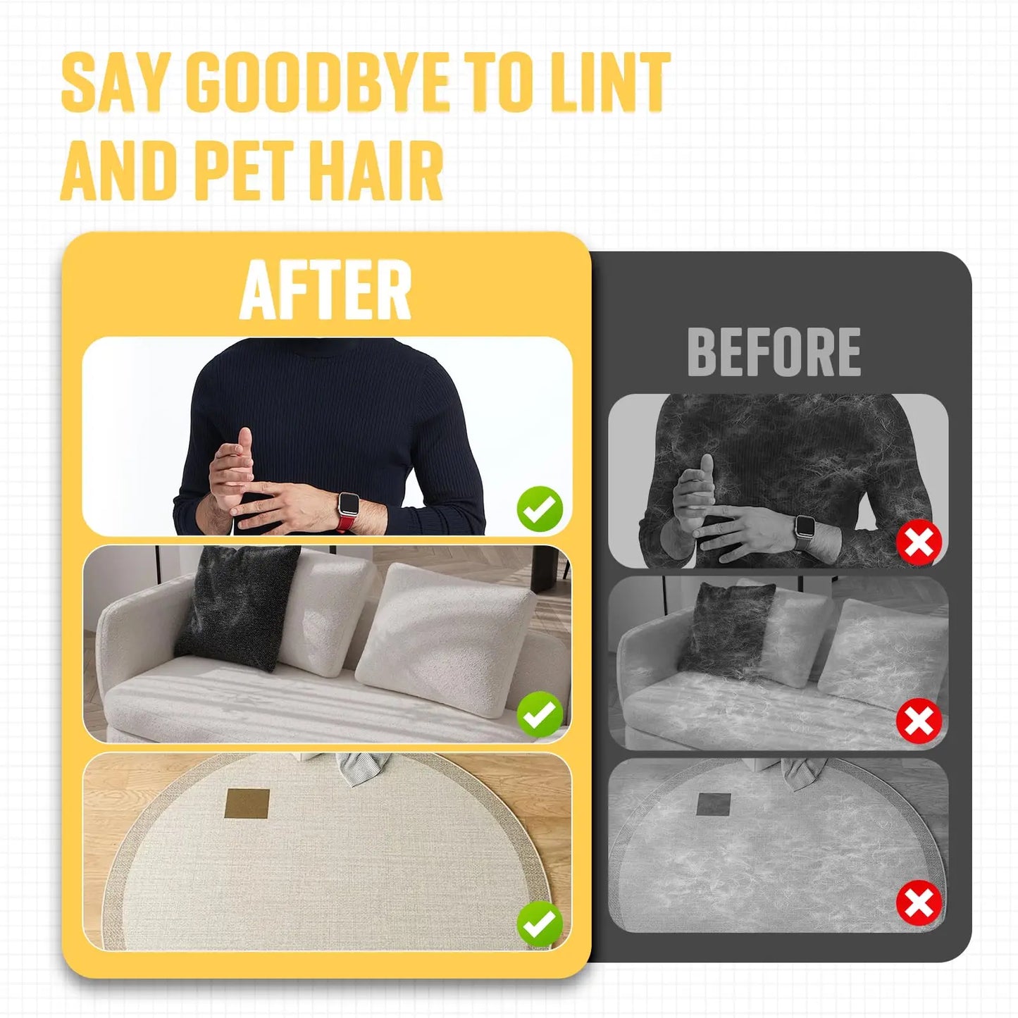 Pet Hair Remover Brushing Gloves – Remove Fur from Clothing, Furniture, Car Seats & Upholstery | 1, 2 or 5 Pack (17x23cm)