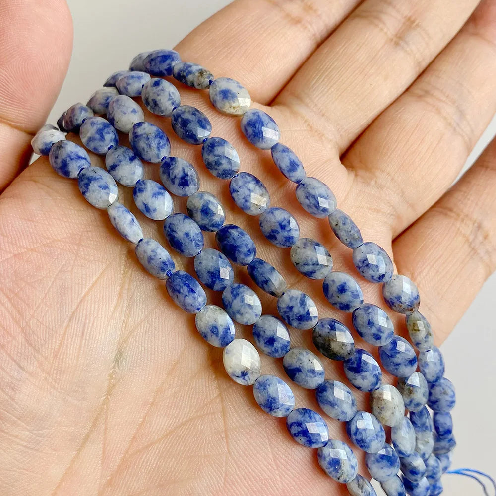 Healing Faceted Gems Beads Oval Shape Natural Crystal Jaspers Stone Loose Beads For Jewelry Making Necklace DIY Bracelet 6x8mm