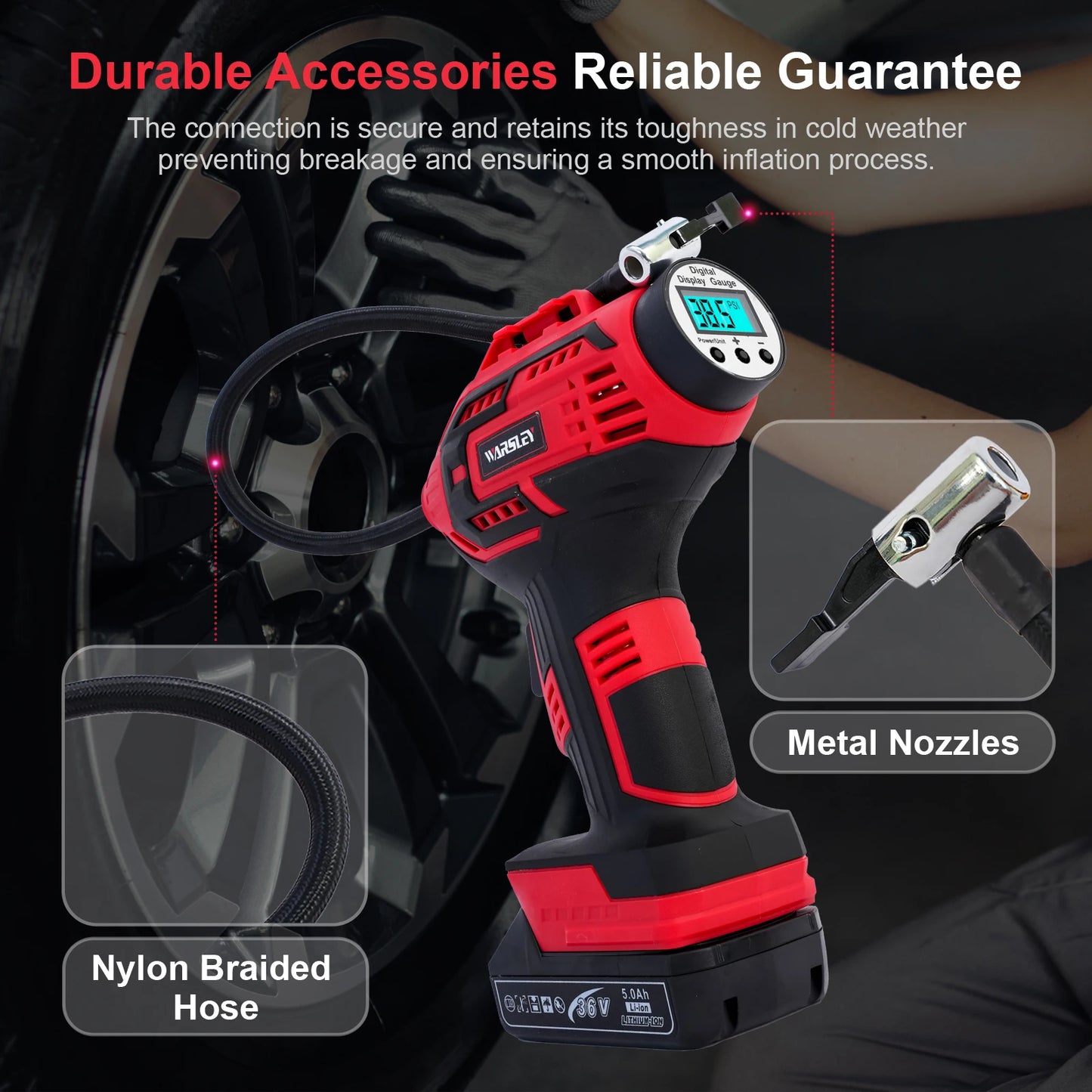 Air Compressor 20V Car Tire Inflator Air Pump Portable 12V Car Adapter Digital Display for Car Motorcycle Bicycle Tires Balls