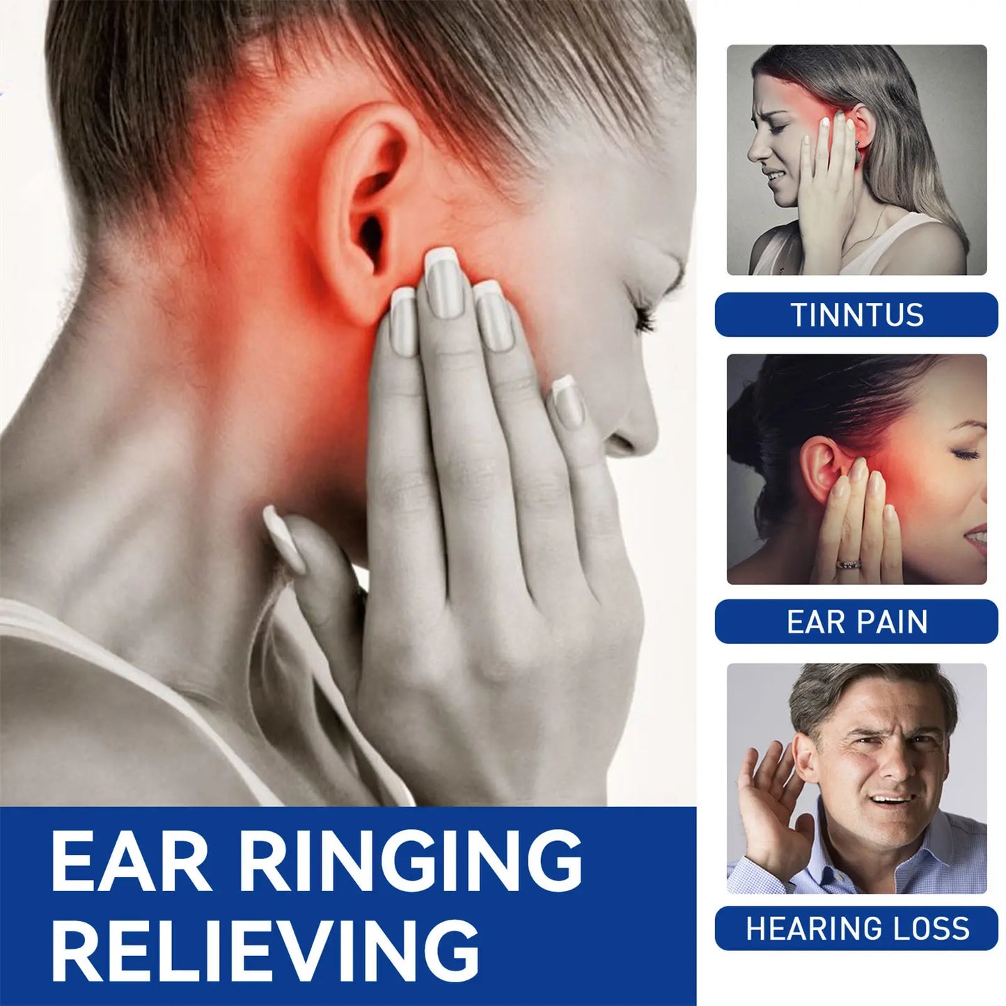 60ml Tinnitus Relief Spray Quick Dry Formula Ear Cleaning Solution Gift for Parents Wife Husband