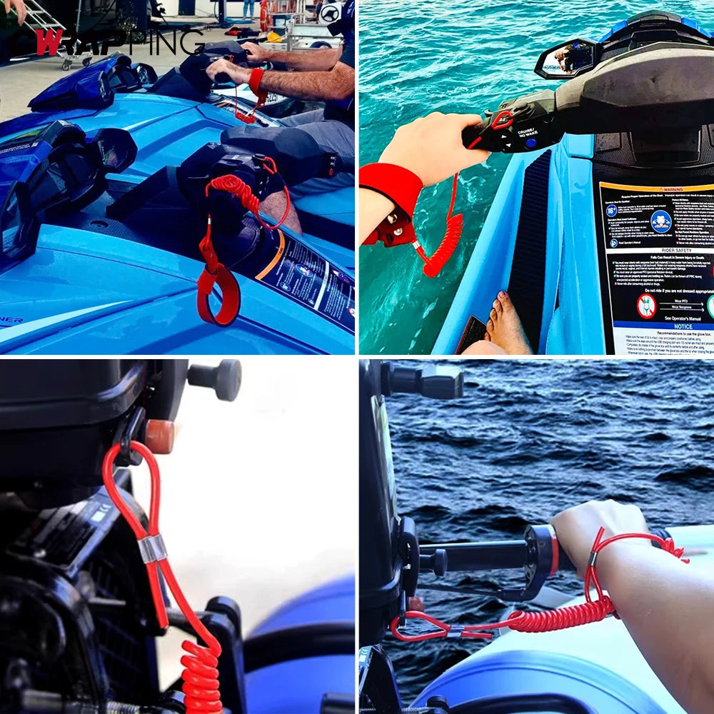 Motorboat Engine Emergency Stop Lanyard Floating Safety Wrist Cord Key for Jet Ski Wave Runner in Boating Emergency Situations