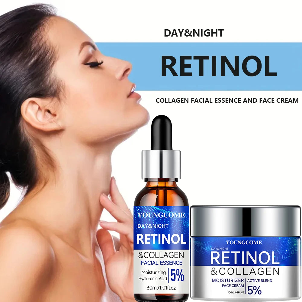 YOUNGCOME Retinol Cream & Serum Combo Set – Locks In Moisture, Repairs Skin, Smooths Wrinkles & Increases Elasticity | Anti-Aging Face Care for Women