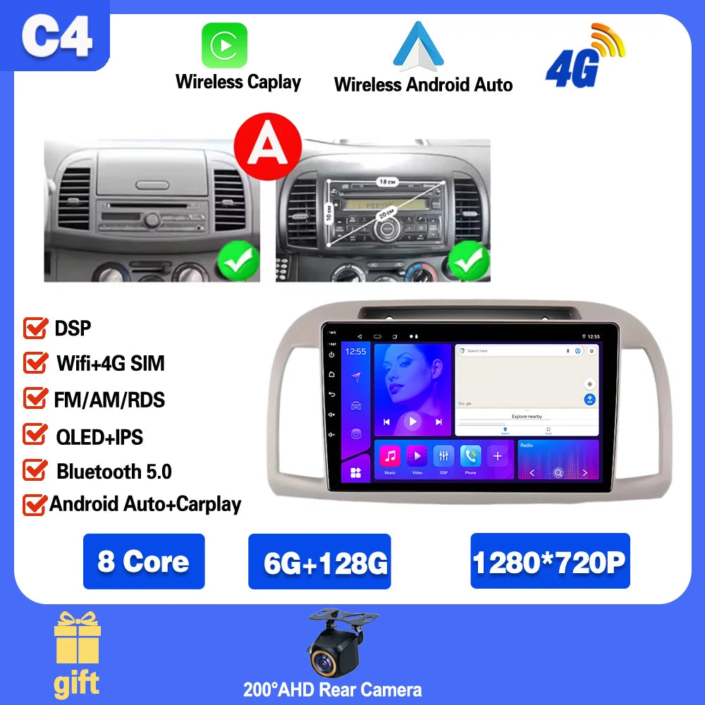Android 15 For Nissan March Micra K12 2002 -2010 Car Radio Stereo Multimedia WIFI Wireless Carplay Android Auto Navigation 4G BT