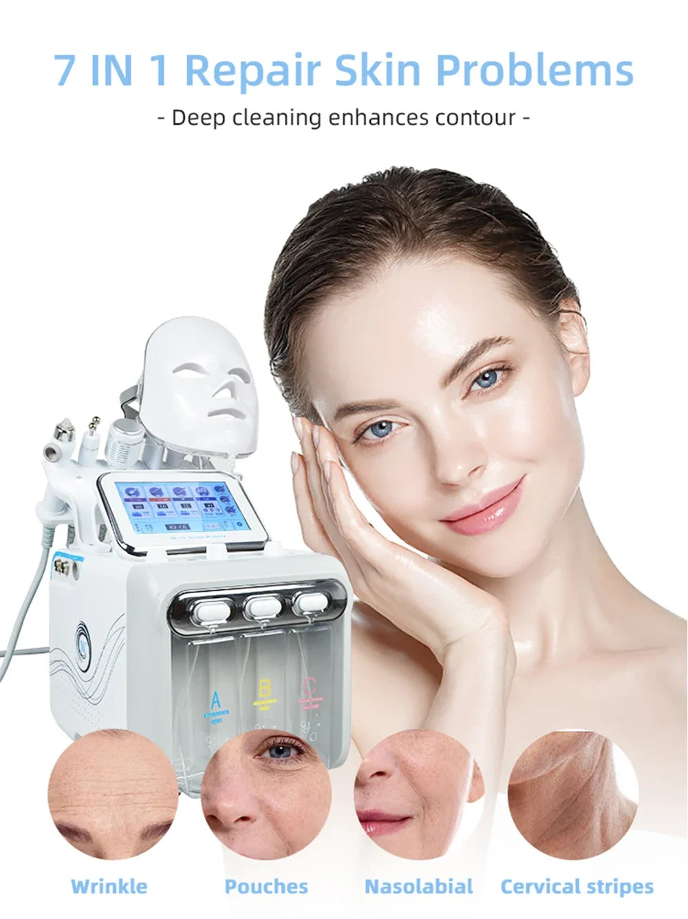 7in1Small Bubble Facial Machine Water Oxygen Jet Hydro Diamond Peeling Microdermabrasion Deep water replenishment Deep cleaning