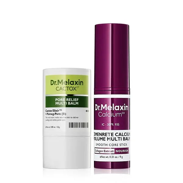 Dr.Melaxin Cactox & Calcium Multi Balm Pore Firming Duo with Cactus Cooling & Eye Care Stick for Visible Pore Refining and Skin