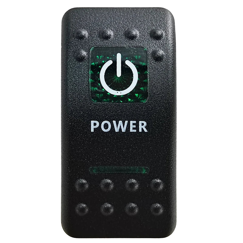 Green LED Rocker Switch - Waterproof SPST & DPDT Options