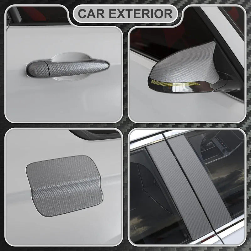 Premium 3D Grey Carbon Fiber Vinyl Wrap Roll with Air Release DIY Self Adhesive Car Decal Wrapping