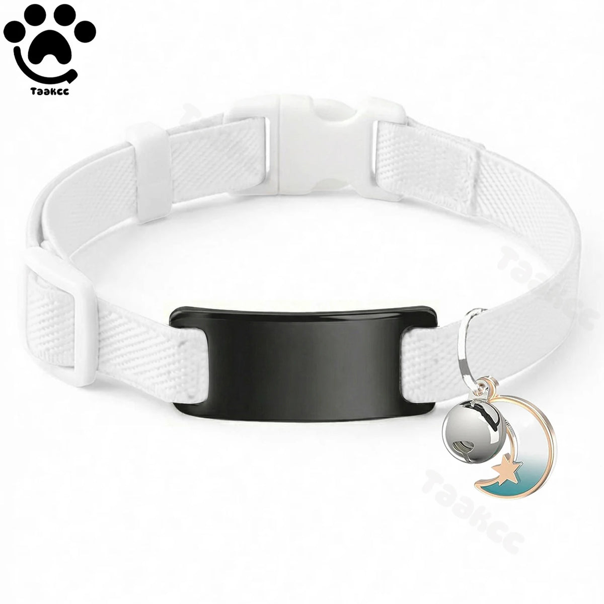 Customized Fashion Elastic Cat Collar Free Engraved Puppy Kitten Anti-lost Pet ID Nameplate Necklace With Bell & Moon Ornament