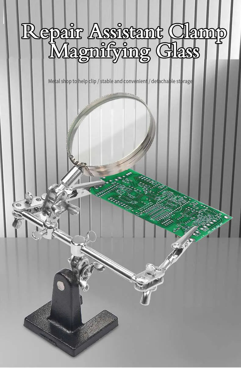 Helping Third Hand Tool Soldering Stand with 5X Welding Magnifying Glass 2 Alligator Clips 360 Degree Rotating Adju Repair Tools