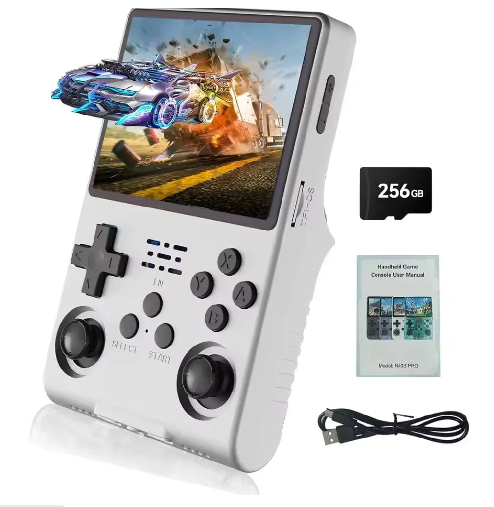 R40s pro Retro Game Console 3.5'' IPS Screen Arkos Auex Linux System 256GB 30000+ Games Portable Video Handheld Game Console