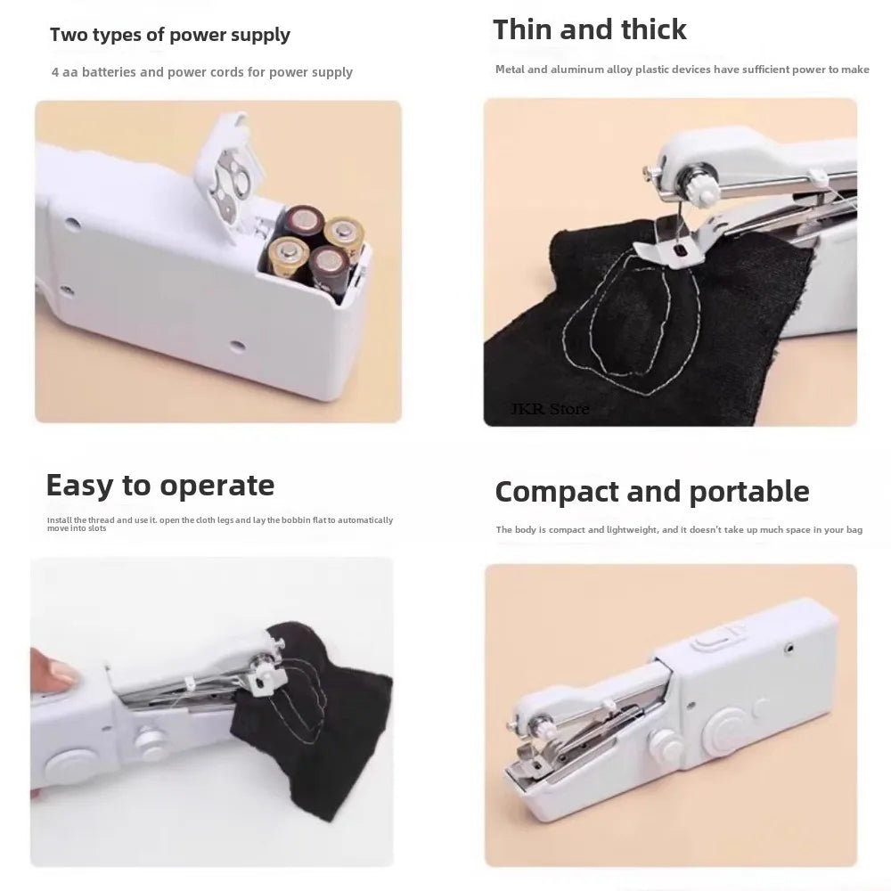 New Hand Sewing Machine Portable Sewing Machine Quick Handheld Sewing Tool Mini Electric Home DIY Apparel Supplies Arts Crafts