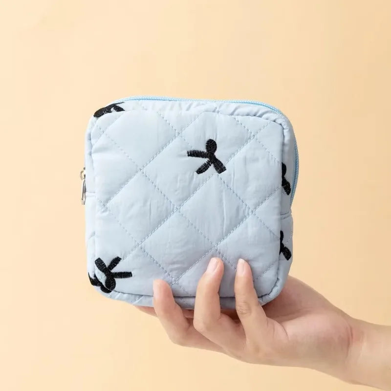 Cute Large Capacity Sanitary Napkin Storage Bags Cartoon Bow Portable Girls Physiological Period Tampon Organiser Bag Pouch