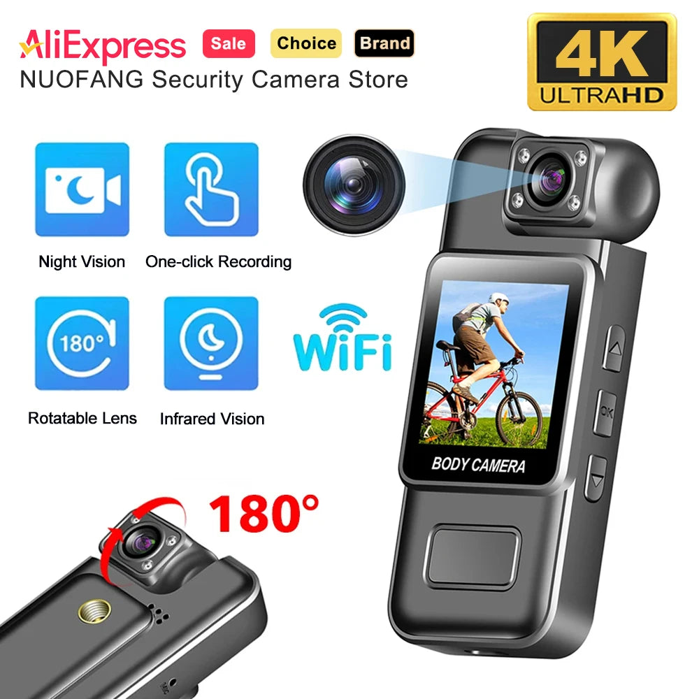 4K WiFi Mini Action Camera — Night Vision Wearable Body Cam