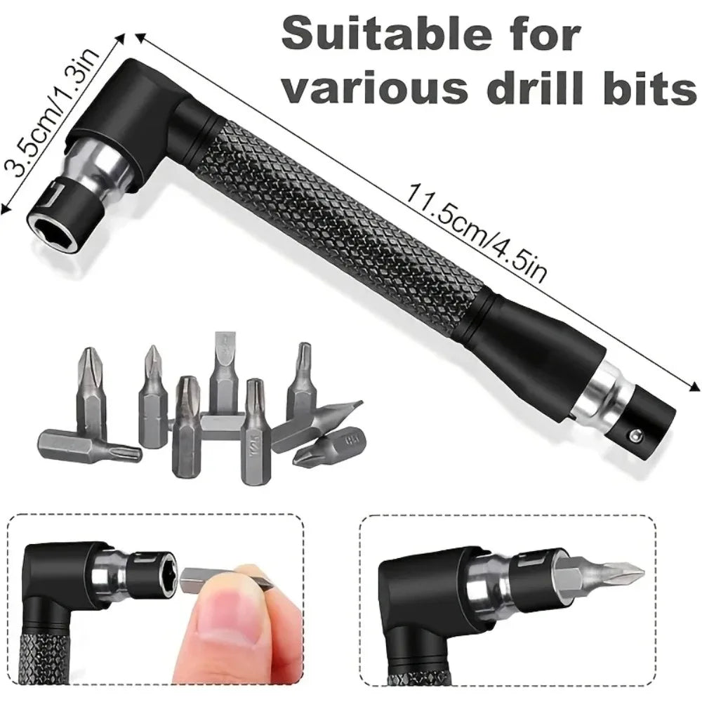 Flexible Drill Bit Extension, 90° & 105° Right Angle Adapter