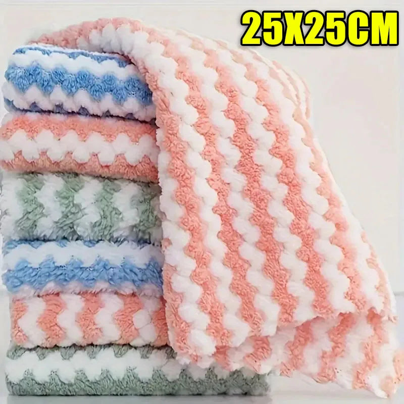 Thick Coral Fleece Dishcloths - Super Absorbent Cleaning Rags