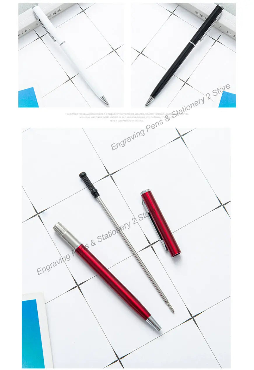 50 Pcs Metal Ballpoint Pen Rose Gold Pen Custom Logo School Office Supplies Stationery Business Gift Lettering Engraved Name