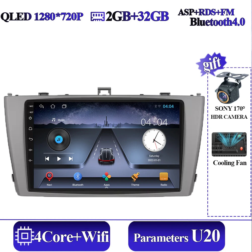 Android 16 8 core Carplay For Toyota Avensis T27 2009-2015 Car Multimedia Player 5G Wifi High-performance 7862 CPU Touch Display