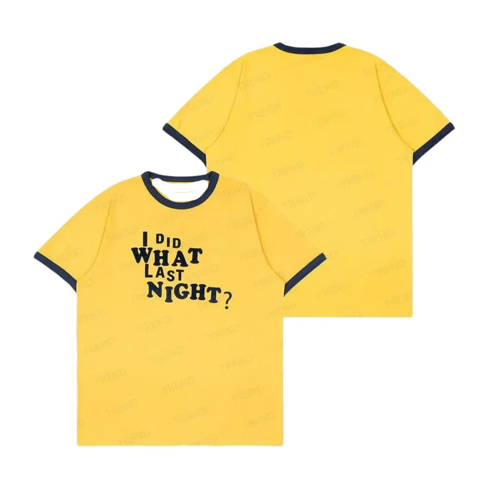 TXT Merch Yellow "I Did What Last Night" Unisex T-shirt Idol Style T-shirt Summer Outdoor Casual Breathable Y2k Family Matching