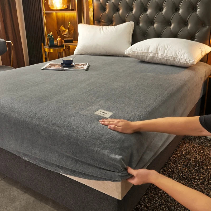 Flannel Fitted Sheet - Soft Warm Solid Color Bed Sheet, Single or Double - photo 2