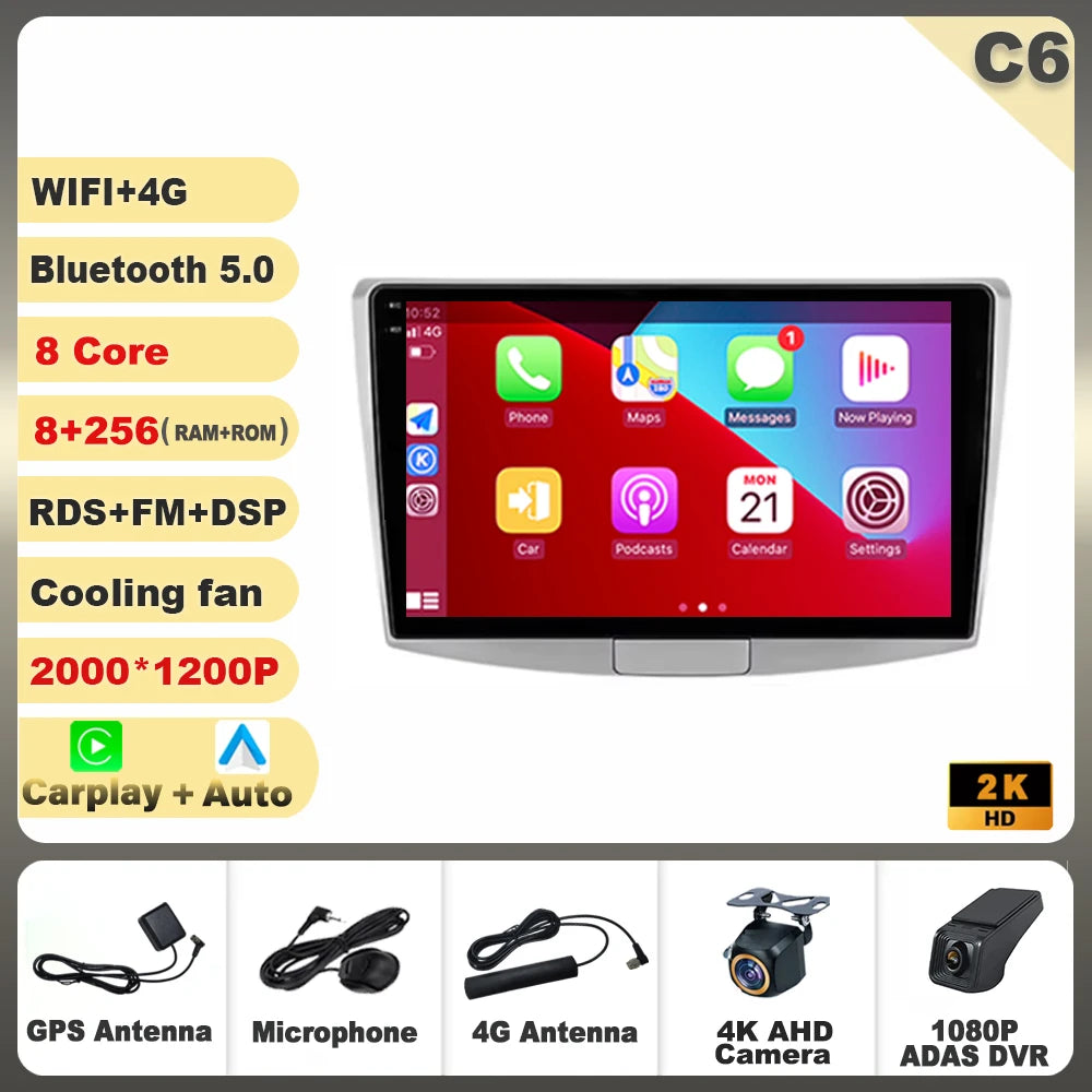 9" Android Car Stereo for VW Passat B7 B6 CC (2010–2015) — Wireless CarPlay, Android Auto, GPS, 5G WiFi