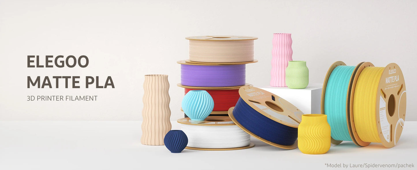 ELEGOO Matte PLA Filament 1KG,1.75mm FDM 3D Printer Filament Dimensional Accuracy +/- 0.02mm, 1kg Carboard Spool (2.2lbs)