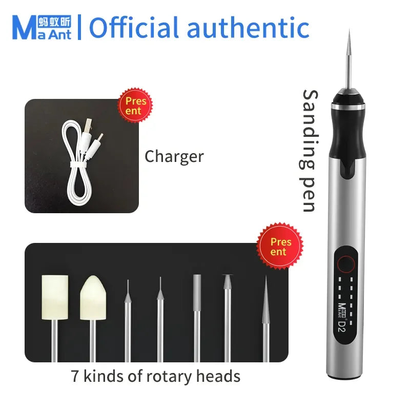MaAnt D1 D2 Electric Grinding Pen Intelligent Charging Engraving Pen Phone CPU IC Polishing Lattice Cutting Tool  OCA  Remover