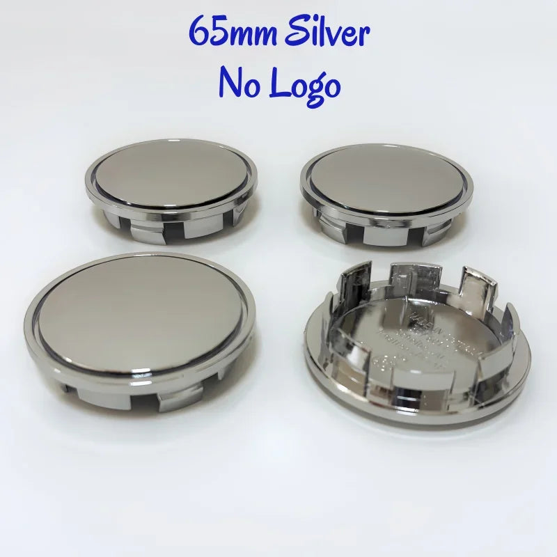 New 4pcs/Set No Logo 48mm 50mm 56mm 60mm 65mm 68mm Rim Blank Base Black Silver Tire Hub Caps External Refit Car Styling Accessor