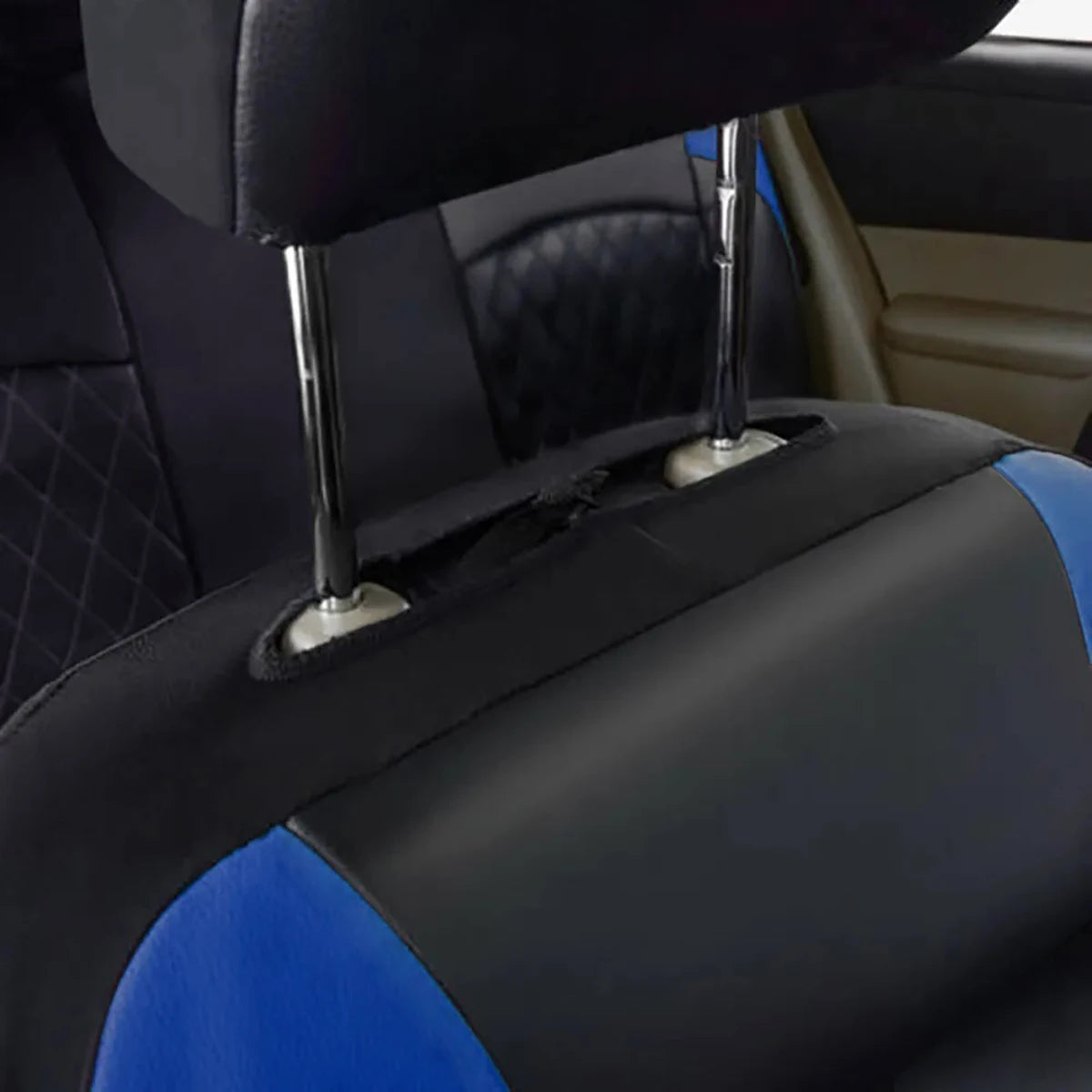 All-Season Quilted PU Leather Car Seat Cover, Waterproof Set