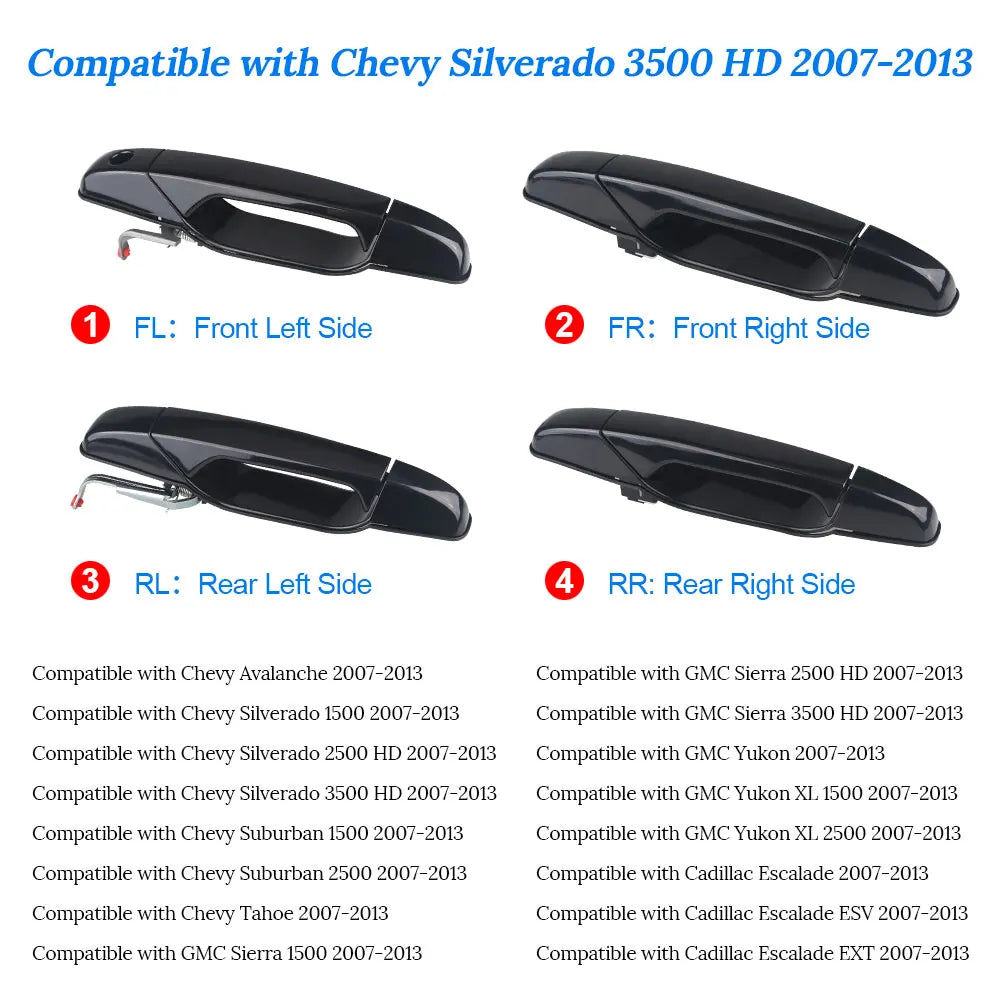 Exterior Chrome Door Handle For Sierra Yukon Cadillac Escalade Pickup Outside  Chevrolet Silverado Tahoe GMC 5960521 25960526